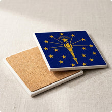 Indiana State Flag ceramic coasters set of 4, cork back