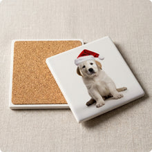 Great Pyrenees Puppy ceramic coasters set of 4, cork back