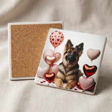 German Shepherd Dog ceramic coasters set of 4, cork back