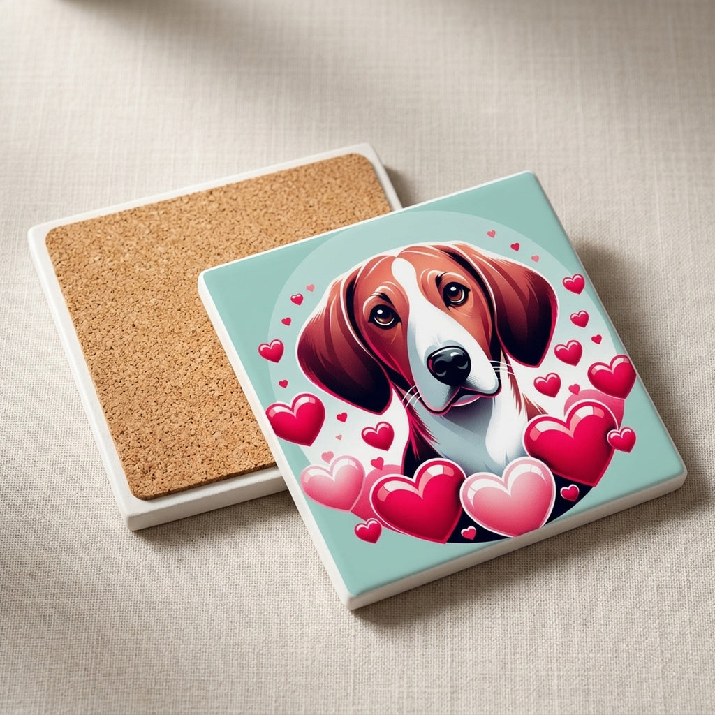 Beagle ceramic coasters set of 4, cork back
