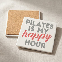 Pilates is My Happy Hour ceramic coasters set of 4, cork back