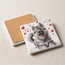 Keeshond ceramic coasters set of 4, cork back