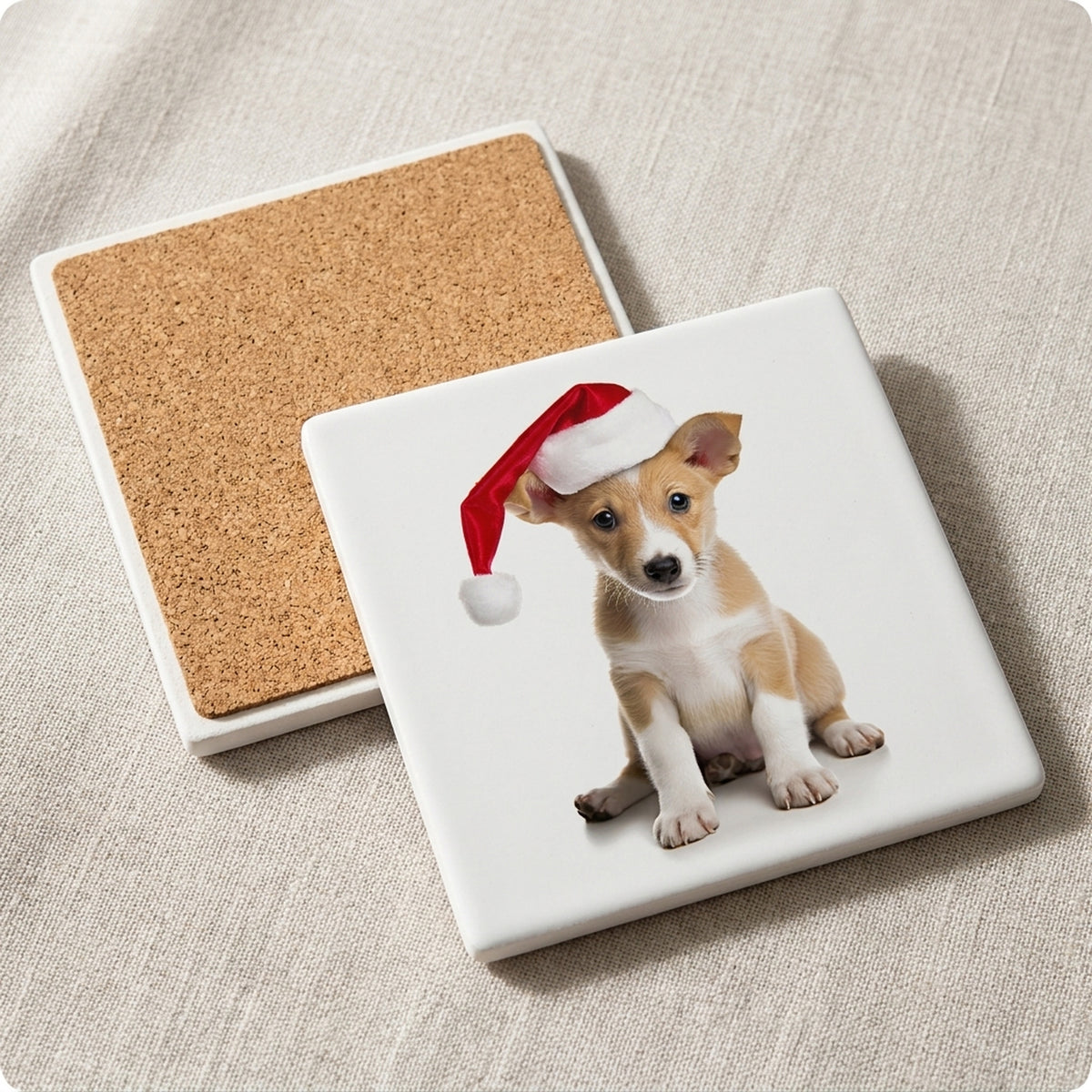 Portuguese Podengo Pequeno Puppy ceramic coasters set of 4, cork back