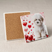 Bichon Frise ceramic coasters set of 4, cork back