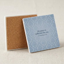 His Grace Is Sufficient ceramic coasters set of 4, cork back