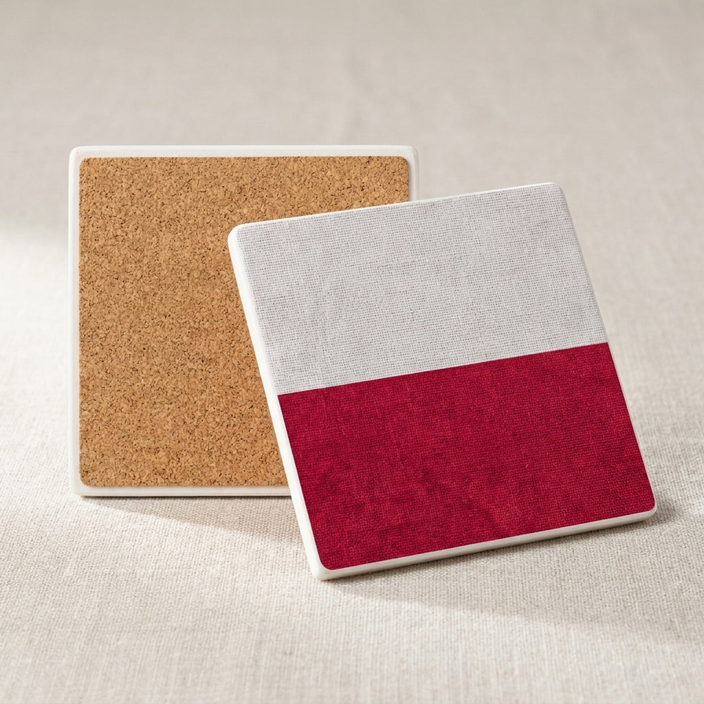 Poland Flag Pride ceramic coasters set of 4, cork back