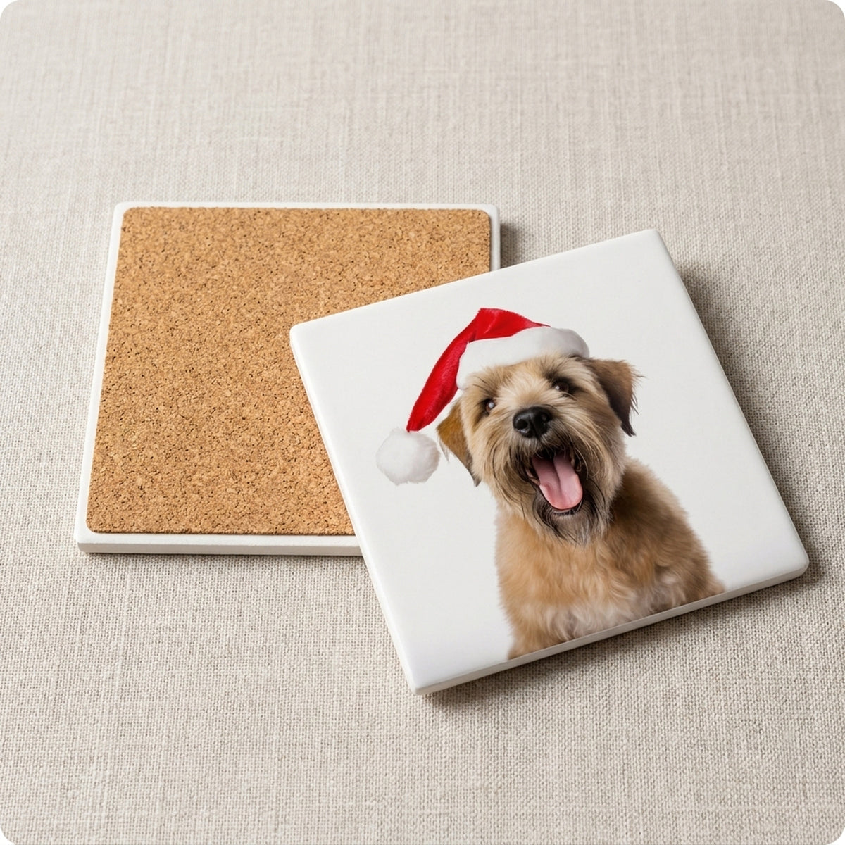 Soft Coated Wheaten Terrier ceramic coasters set of 4, cork back