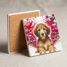 Goldendoodle ceramic coasters set of 4, cork back