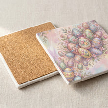 Easter Pastel Eggs ceramic coasters set of 4, cork back