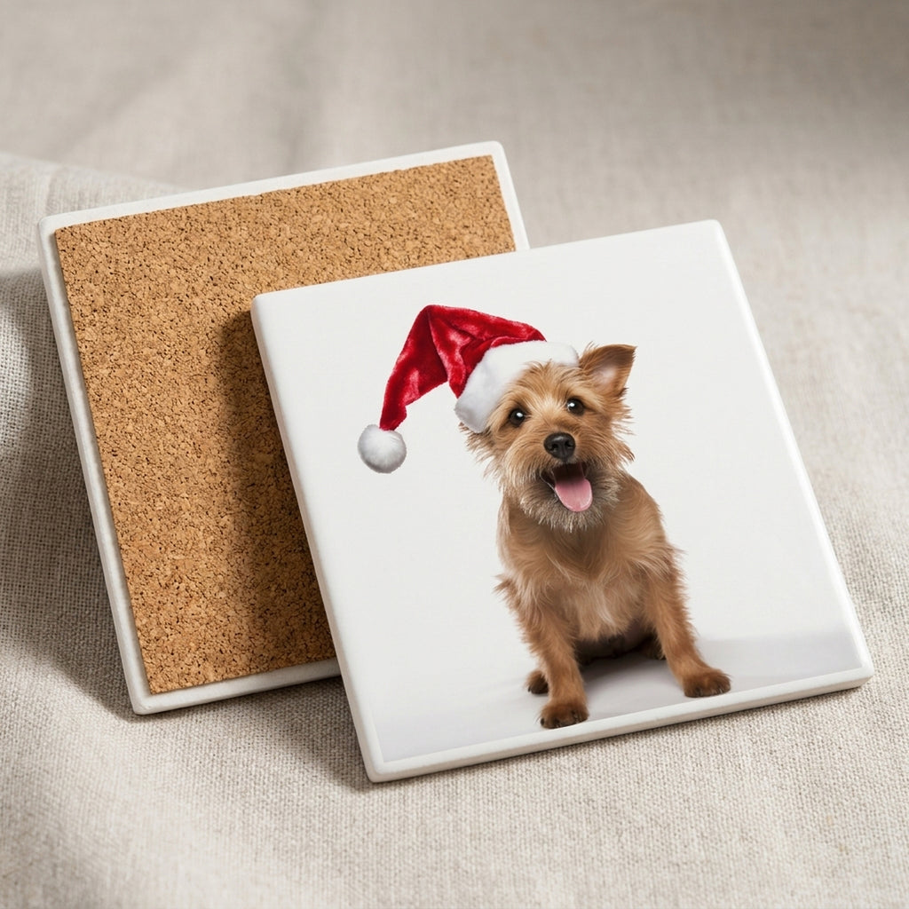 Australian Terrier ceramic coasters set of 4, cork back