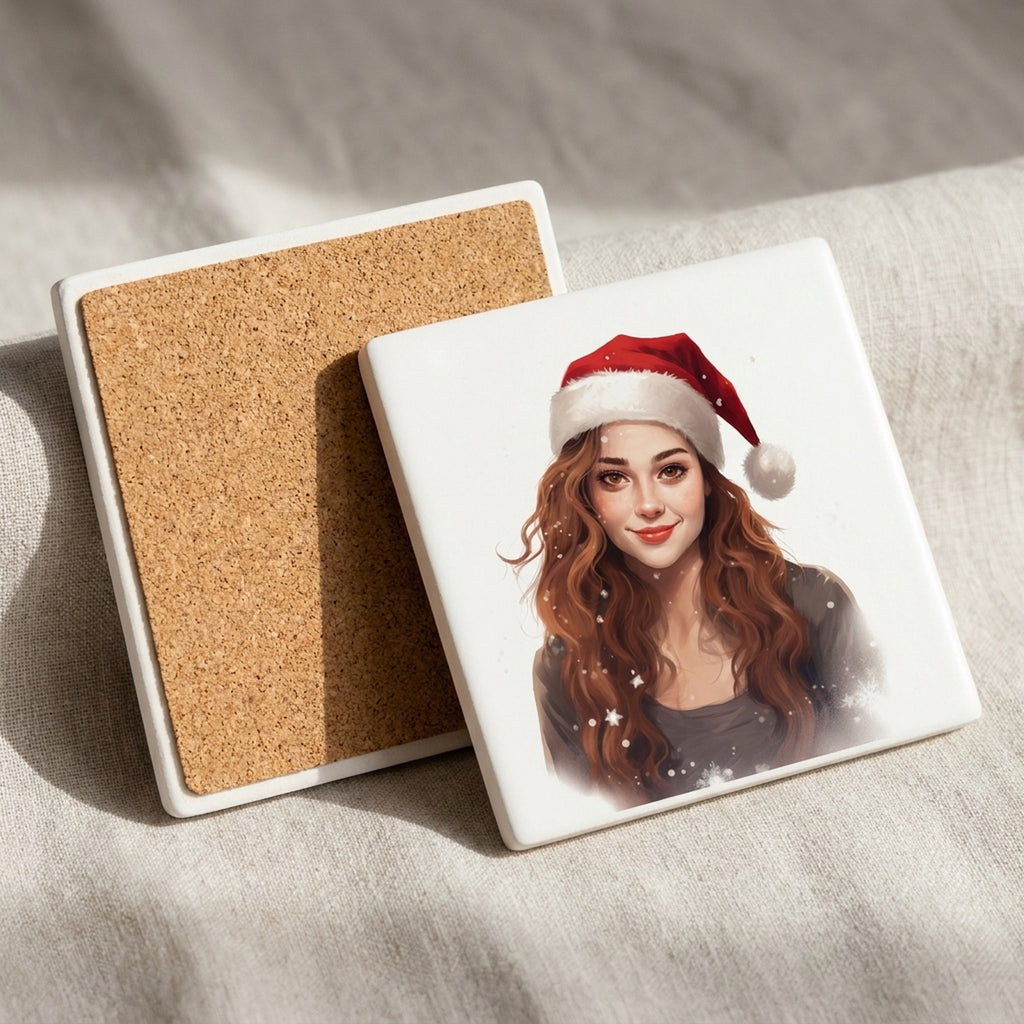Brittany ceramic coasters set of 4, cork back
