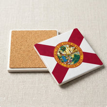 Florida State Flag ceramic coasters set of 4, cork back