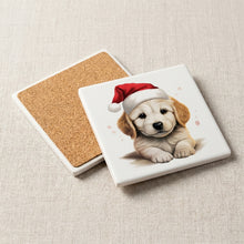 Great Pyrenees Puppy Drawing ceramic coasters set of 4, cork back