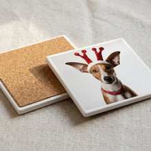 Ibizan Hound ceramic coasters set of 4, cork back