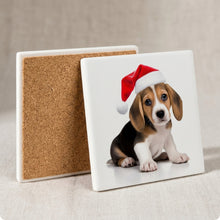 Beagle Puppy ceramic coasters set of 4, cork back