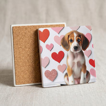 Beagle ceramic coasters set of 4, cork back