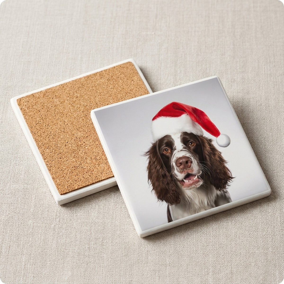 English Springer Spaniel ceramic coasters set of 4, cork back