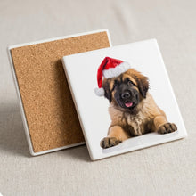 Leonberger Puppy ceramic coasters set of 4, cork back