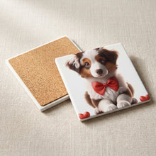 Australian Shepherd ceramic coasters set of 4, cork back
