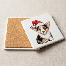 Pembroke Welsh Corgi Puppy Drawing ceramic coasters set of 4, cork back