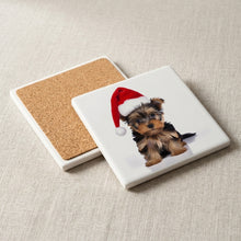 Yorkshire Terrier Puppy ceramic coasters set of 4, cork back