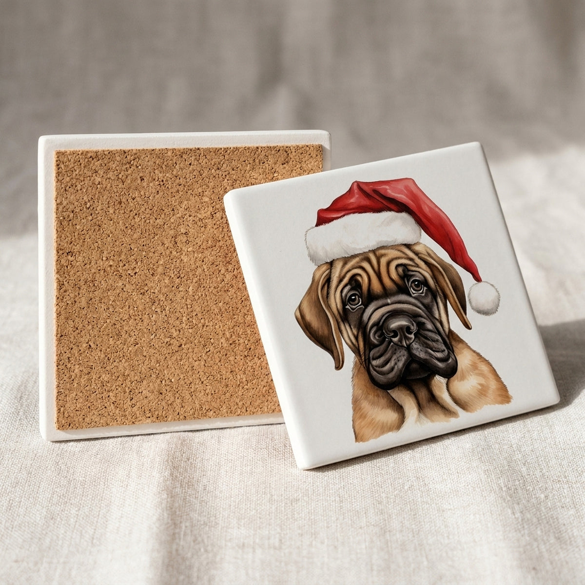 Mastiff Puppy Drawing ceramic coasters set of 4, cork back