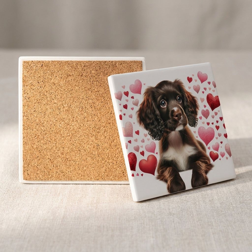 Cocker Spaniel ceramic coasters set of 4, cork back