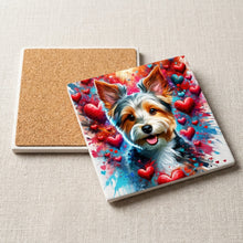 Yorkshire Terrier ceramic coasters set of 4, cork back