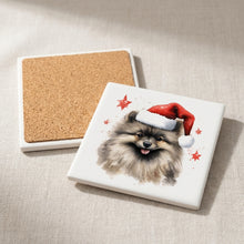 Keeshonden ceramic coasters set of 4, cork back