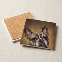 French Bulldog Portrait ceramic coasters set of 4, cork back