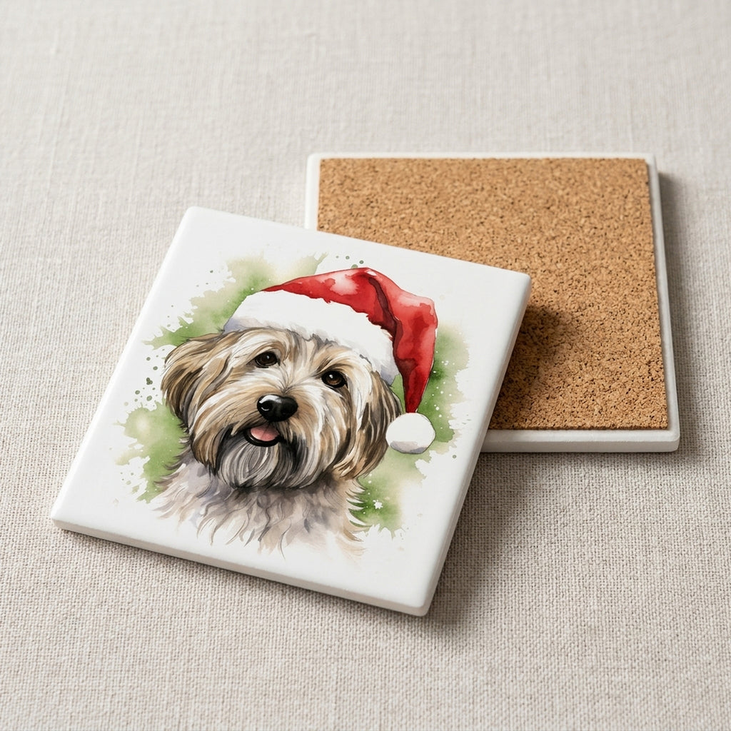 Dandie Dinmont Terrier ceramic coasters set of 4, cork back
