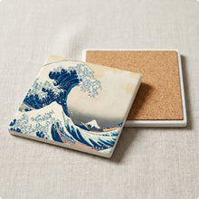 Great Wave ceramic coasters set of 4, cork back