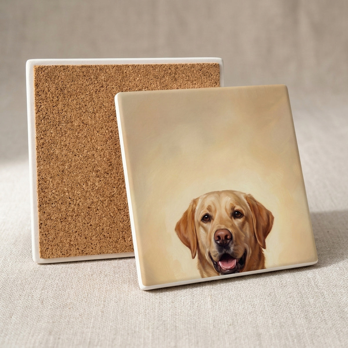 Labrador Retriever Portrait ceramic coasters set of 4, cork back