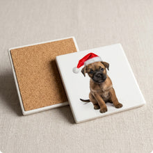Border Terrier Puppy ceramic coasters set of 4, cork back