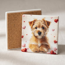 Norfolk Terrier ceramic coasters set of 4, cork back