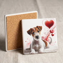 Jack Russell Terrier ceramic coasters set of 4, cork back