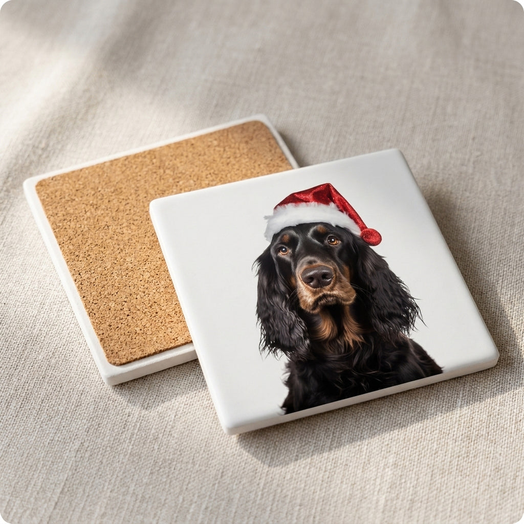 Gordon Setter ceramic coasters set of 4, cork back