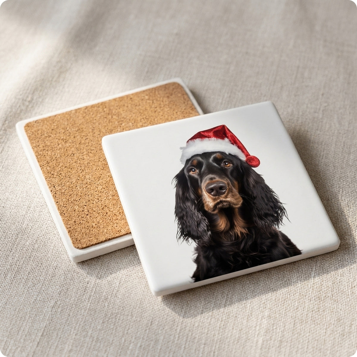 Gordon Setter ceramic coasters set of 4, cork back