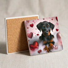 Doberman Pinscher ceramic coasters set of 4, cork back