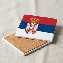 Serbia Flag Pride ceramic coasters set of 4, cork back