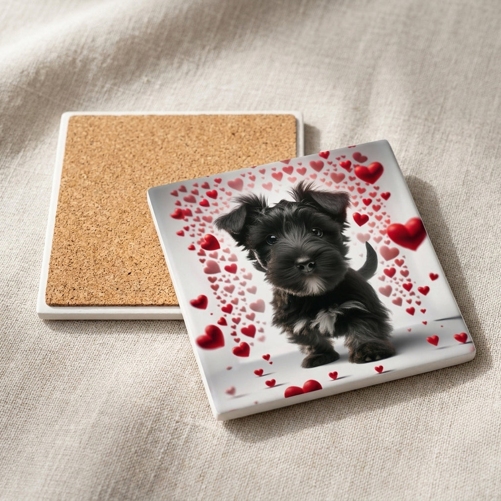 Scottish Terrier ceramic coasters set of 4, cork back