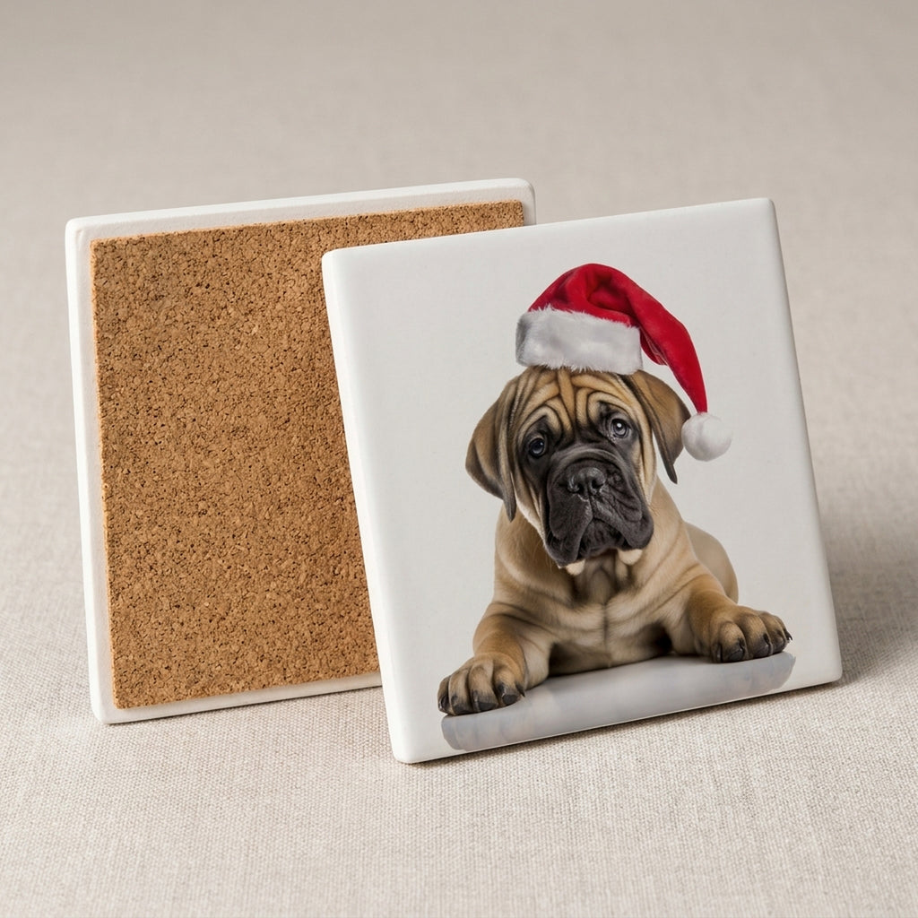 Boerboel Puppy ceramic coasters set of 4, cork back