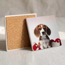 Beagle ceramic coasters set of 4, cork back