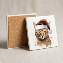 Havana Brown Cat ceramic coasters set of 4, cork back