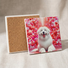 Great Pyrenees ceramic coasters set of 4, cork back