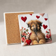 German Shepherd Dog ceramic coasters set of 4, cork back