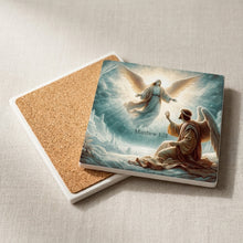 Golden Heavenly Angels ceramic coasters set of 4, cork back