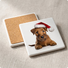 Irish Terrier Puppy ceramic coasters set of 4, cork back
