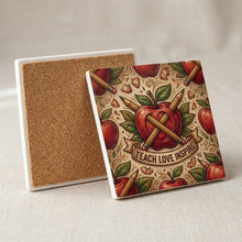 Teacher Apple ceramic coasters set of 4, cork back