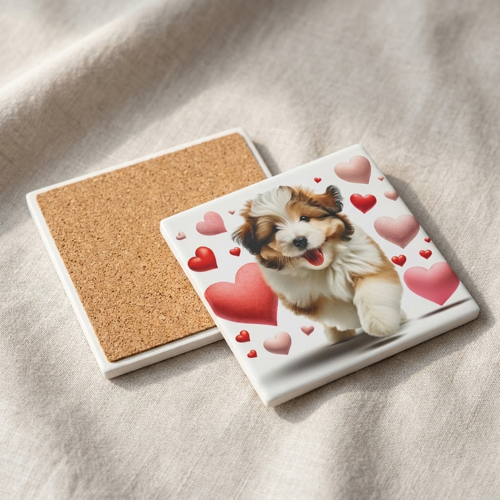 Havanese ceramic coasters set of 4, cork back